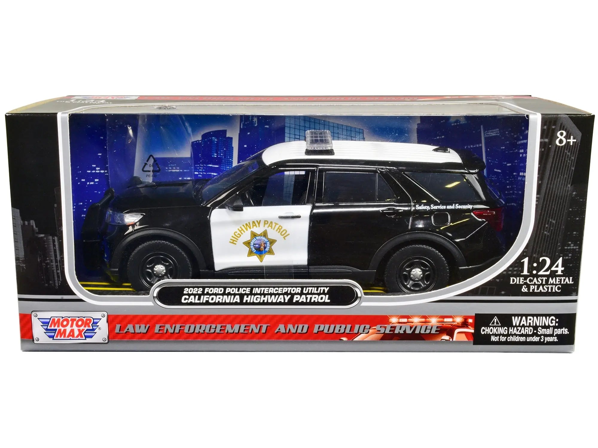 2022 Ford Police Interceptor Utility "California Highway Patrol" Black and White 1/24 Diecast Model Car by Motormax NestLinkStore