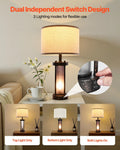 Table Lamps Set of 2, Dimmable Farmhouse Bedside Nightstand Lamps, Vintage Lamp with LED Bulb and Linen Shades, Bedside Lamp with USB C+A Ports & AC Outlet, for Living Room, Bedroom & Office NestLinkStore