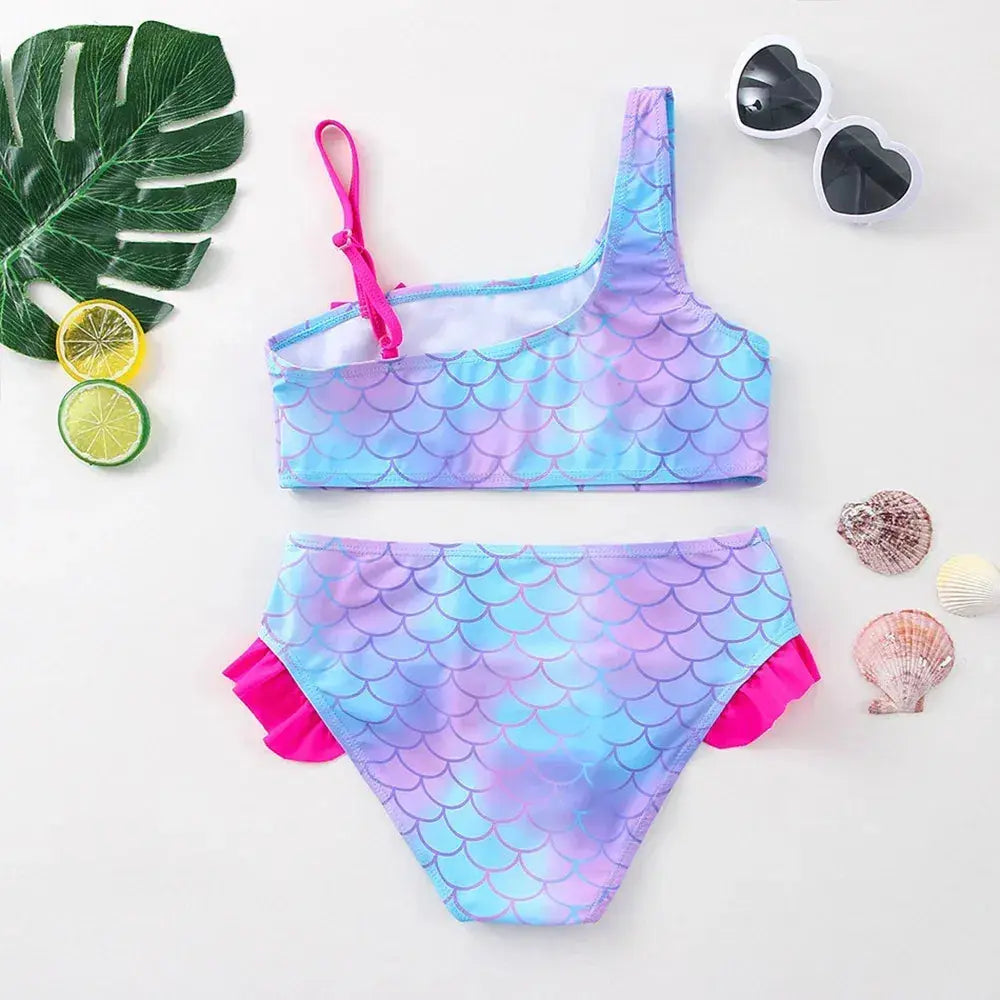 Color: Gold, Size: L - Lilo Stitch Girls Swimsuit One-Piece Bathing Suits Kids Wear Fashion Mermaid Fish Children's Dresses Summer Swimwear Beach Suit NestLinkStore